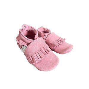 NEW Bobux Baby US 15-21 Months Fringed Suede Moccasins Soft Sole Slippers Shoes